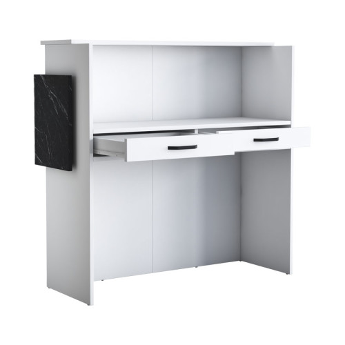Reception desk Triana pakoworld melamine white-black marble 110x40x110cm