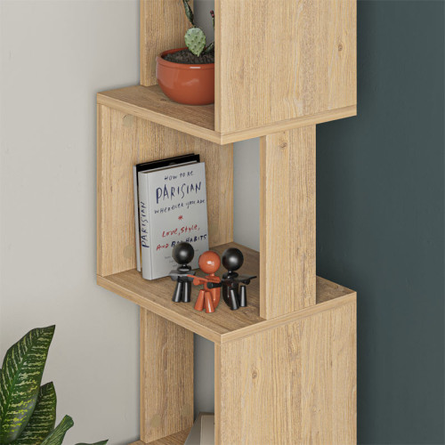 Bookcase - Column Piri pakoworld oak melamine 35x30x161cm Bookcase - Column Piri pakoworld oak melamine 35x30x161cm