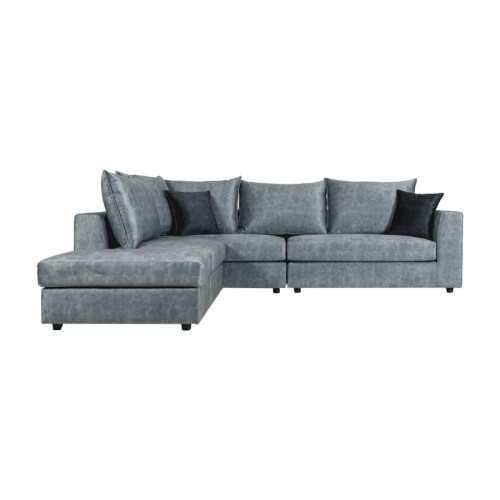 Reversible polymorphic sofa Iris pakoworld grey antique fabric-dark blue cushion 290x250x95cm