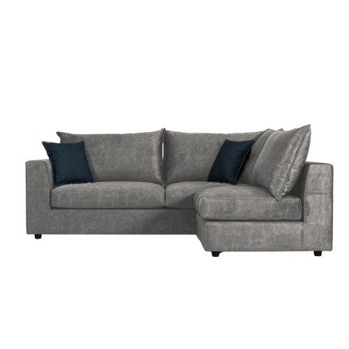 Reversible polymorphic sofa Artemis pakoworld grey antique fabric-dark blue cushion 240x187x95cm