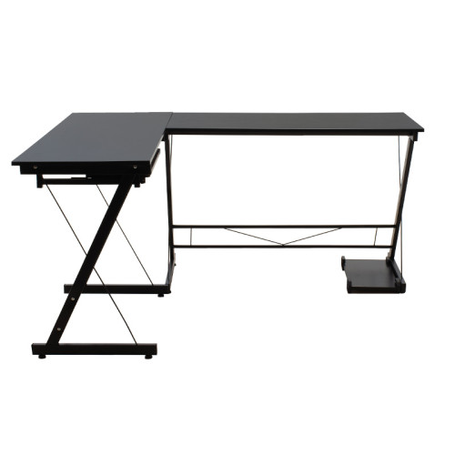 Metalic computer table Levi pakoworld MDF in black color 158x120x73cm
