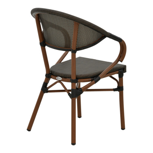 Garden armchair Isaia pakoworld dark brown aluminum-textilene black 57x57x83cm