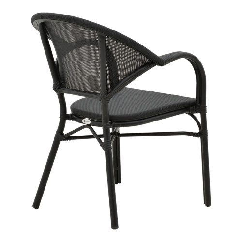 Garden chair Elyza  pakoworld black aluminum-black textilene 57x62x84cm