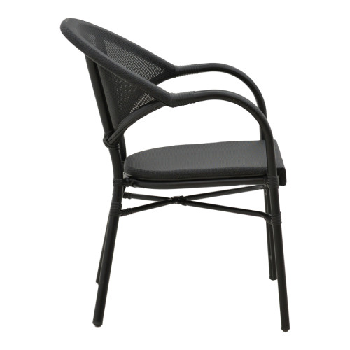 Garden chair Elyza  pakoworld black aluminum-black textilene 57x62x84cm