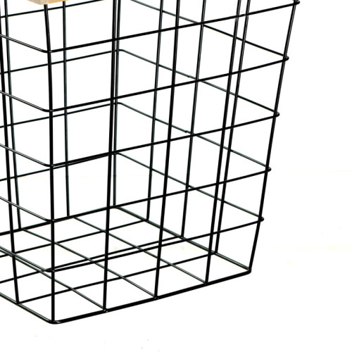 Coffee table with storage space Smale Inart black-natural metal-wood D40x47cm