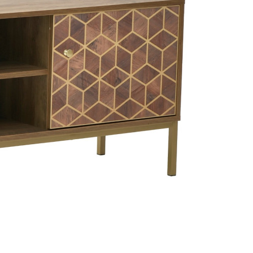 TV cabinet Zarmine Inart brown-gold wood 145x39x55cm