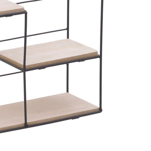 Wall shelf Basami Inart black-natural metal-wood 30x11x30cm Wall shelf Basami Inart black-natural metal-wood 30x11x30cm