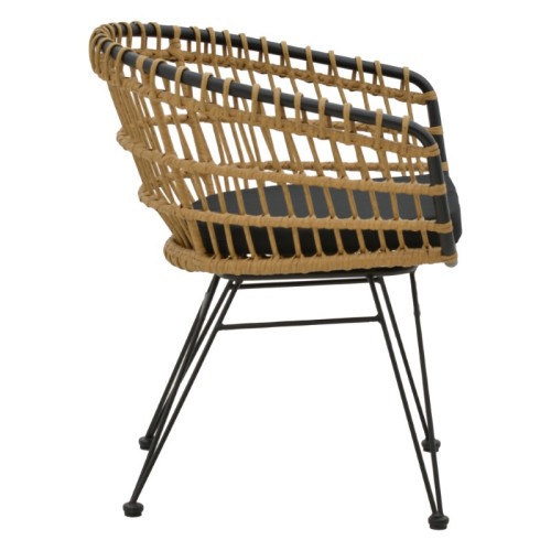 Garden armchair Naoki pakoworld with cushion pe natural-metal black 74x70x72cm