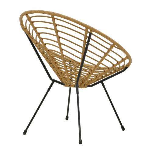 Garden armchair Naoki pakoworld pe natural-metal black leg 78x74x84cm