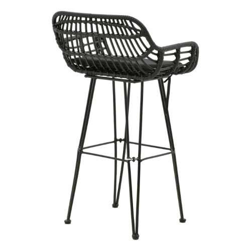 Garden bar stool Naoki pakoworld with cushion pe black-metal black leg 52x50x90cm