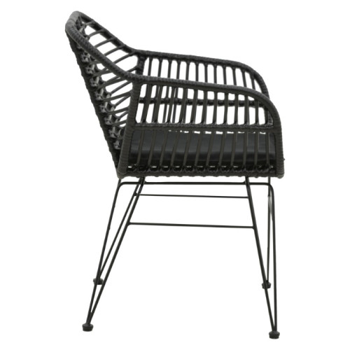 Garden armchair Naoki pakoworlwith cushion pe black-metal black leg 55x58x79cm