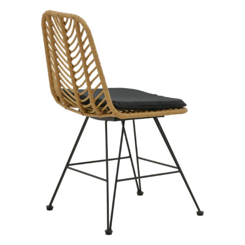 Garden chair Naoki pakoworld with cushion pe natural-metal black leg 44x58x82cm