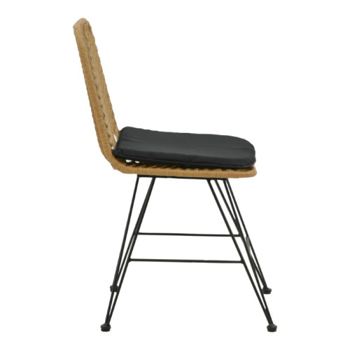 Garden chair Naoki pakoworld with cushion pe natural-metal black leg 44x58x82cm