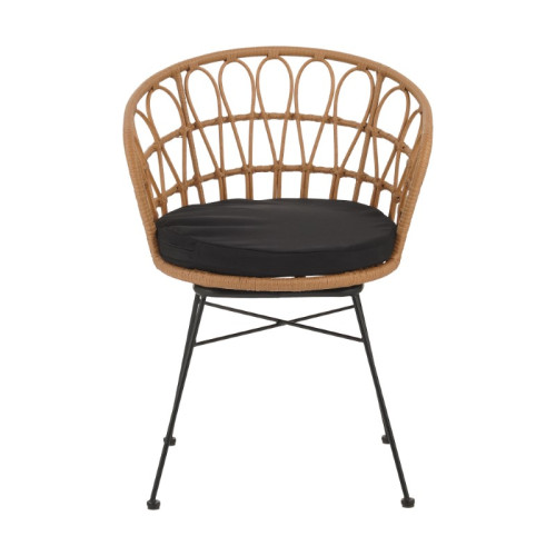 Armchair Felicia pakoworld rattan natural-metal black legs D60x81cm Armchair Felicia pakoworld rattan natural-metal black legs D60x81cm