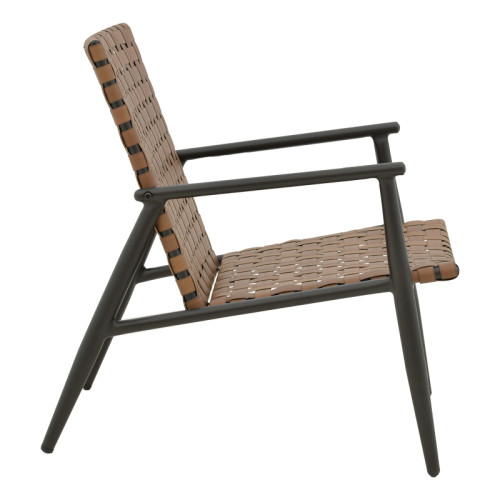 Garden armchair Eamon pakoworld metal black textilene brown 73,5χ62χ77cm