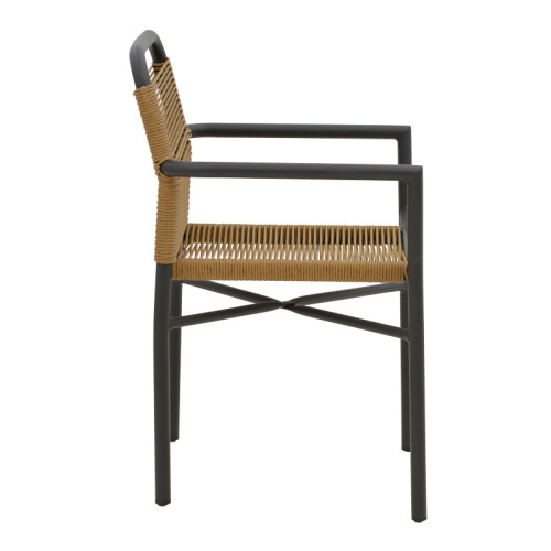 Garden armchair Clutch pakoworld rattan beige-aluminium dark grey 55x56x80cm