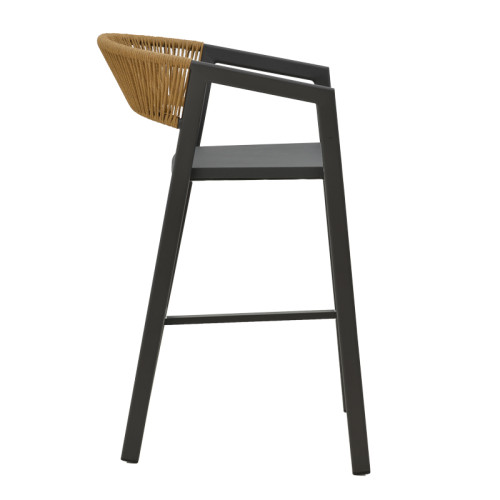 Bar stool Phoenix pakoworld rattan beige-aluminium dark grey Bar stool Phoenix pakoworld rattan beige-aluminium dark grey