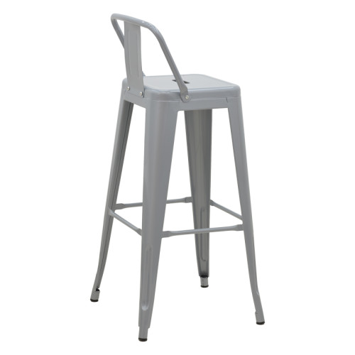 Bar stool with backrest Utopia pakoworld metal grey matte 42x42x97cm