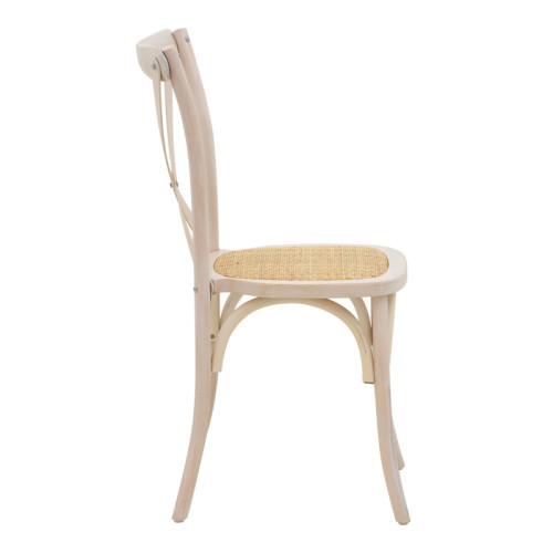Chair Dylon pakoworld white wash beech wood-rattan natural seat 48x52x89cm