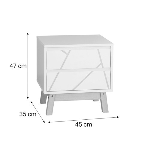 Aria pakoworld bedside table white-natural 45x35x47cm Aria pakoworld bedside table white-natural 45x35x47cm