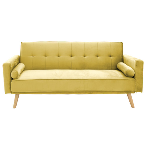 3 seater sofa-bed Success pakoworld yellow velvet 190x80x84 cm 3 seater sofa-bed Success pakoworld yellow velvet 190x80x84 cm