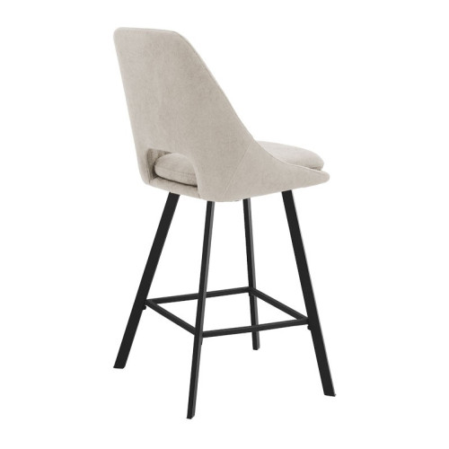 Bar stool Initiate pakoworld cream bouclé fabric-leg black metal 47x56x97cm