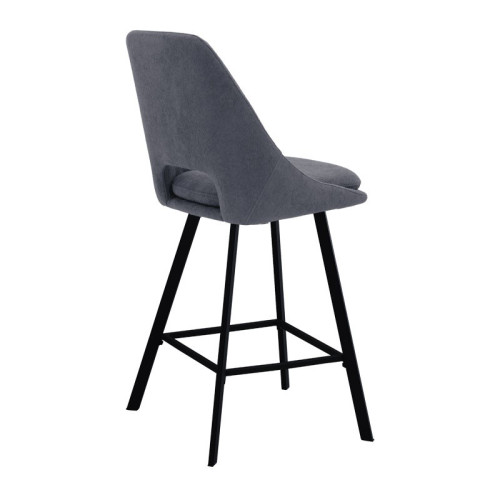 Bar stool Initiate pakoworld teddy fabric dark grey-black metal leg 47x56x97cm