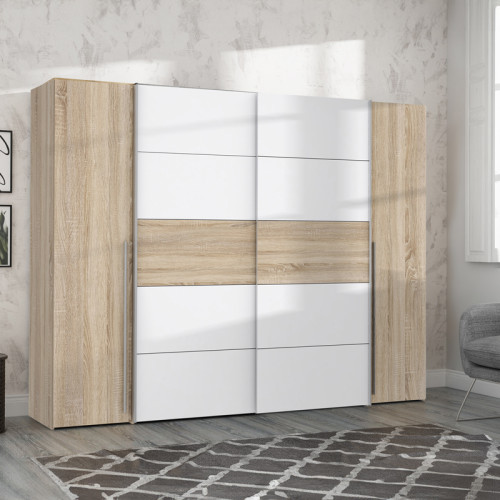 4-door wardrobe Verzo pakoworld oak-white melamine 270.5x61x210.5cm