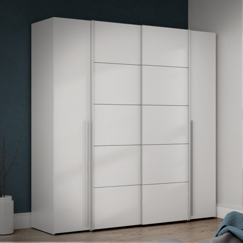 4-door wardrobe Lamore pakoworld white melamine 200x61.5x210.5cm