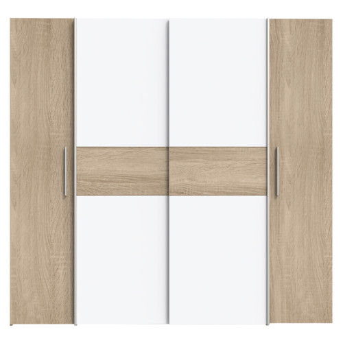 Wardrobe Closet pakoworld 4 doors sonoma oak-white melamine 200x61.5x190.5cm Wardrobe Closet pakoworld 4 doors sonoma oak-white melamine 200x61.5x190.5cm