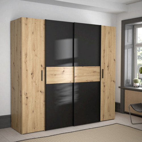 Wardrobe Bekerk pakoworld black-oak melamine 200x61x190.5cm