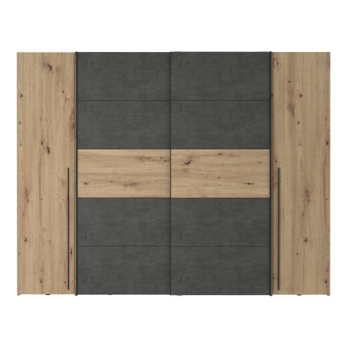 4-door wardrobe Verzo pakoworld oak-anthracite melamine 270.5x61.x210.5cm