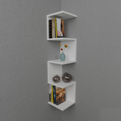 Wall shelf Zigzag pakoworld white melamine 25x25x109cm