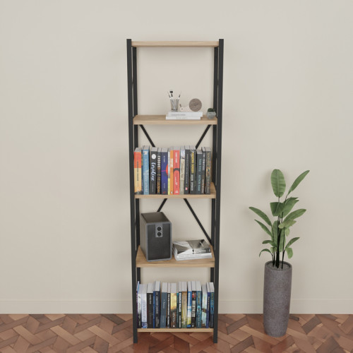 Bookcase Glase pakoworld oak-black melamine 40x30x150cm