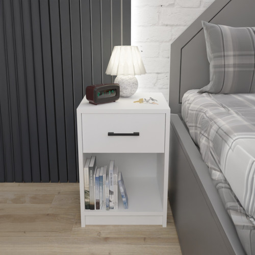 Bedside cabinet Ponil pakoworld white melamine 41x41x54.5cm Bedside cabinet Ponil pakoworld white melamine 41x41x54.5cm