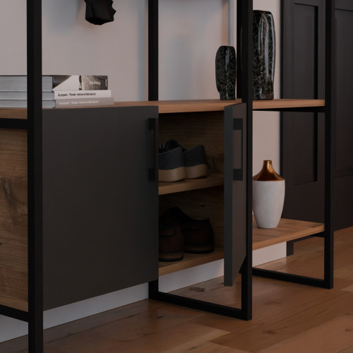 Entrance furniture Thoj pakoworld oak-anthracite melamine 120x34x180cm