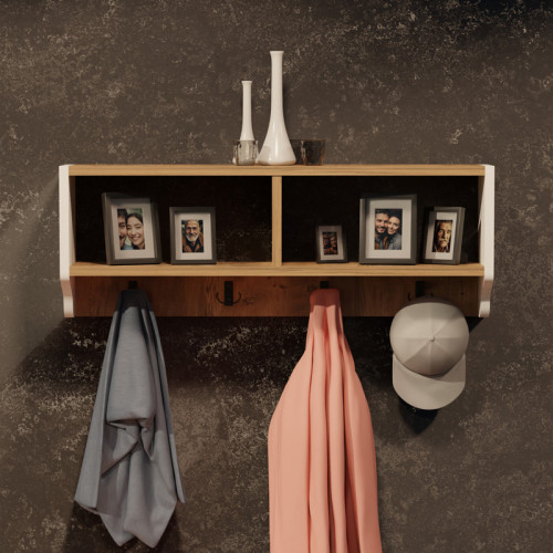 Wall shelf Gyrzi pakoworld oak-white melamine 84x18x30cm Wall shelf Gyrzi pakoworld oak-white melamine 84x18x30cm