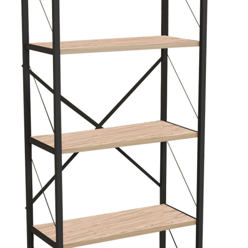Bookcase Draizy pakoworld oak-black melamine 60x30x150cm