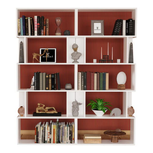 Library Booky pakoworld 12 shelves space whtite melamine 120x20x175cm