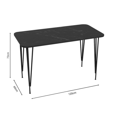 Dinning table Palkon pakoworld black marble melamine 120x60x73cm