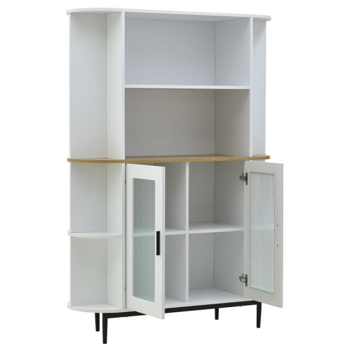 Showcase Xarvey Inart white-natural wood 110x38x160cm