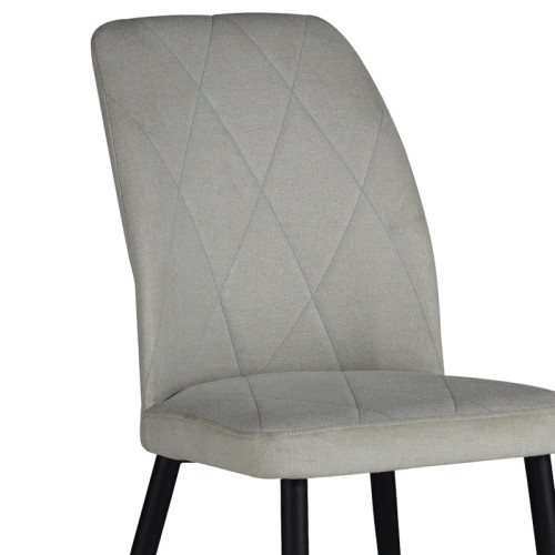 Chair Vika pakoworld ecru fabric-black metal leg 48x58x90cm