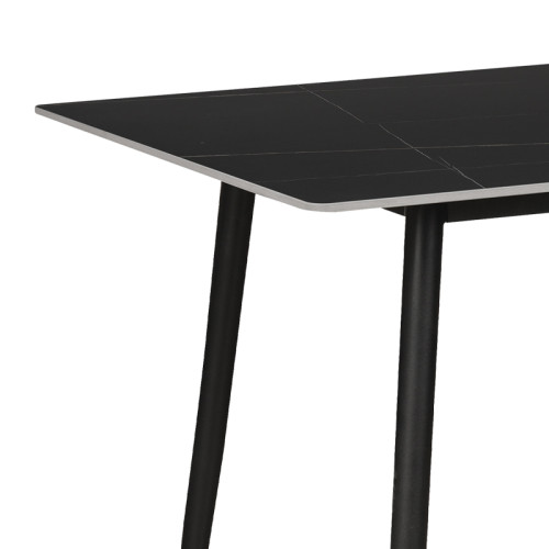 Dining table Gustas pakoworld black marble sintered stone-black metal  leg 160x90x75cm