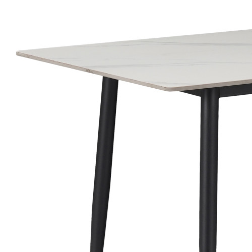Dining table Gustas pakoworld white marble sintered stone-black metal 160x90x75cm