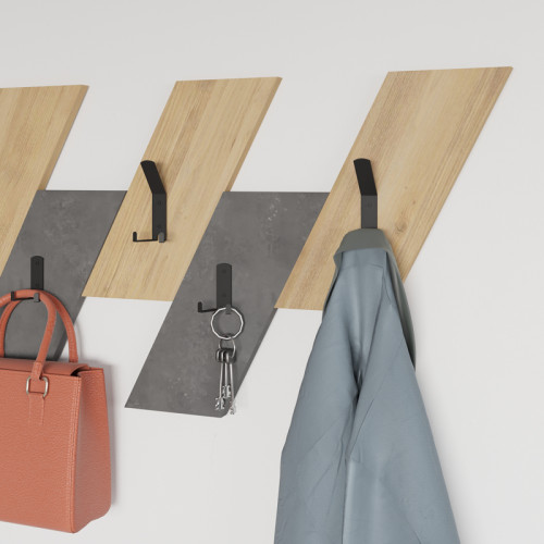 Wall hanger Livy pakoworld oak-retro grey melamine 75.2x1.8x45.3cm Wall hanger Livy pakoworld oak-retro grey melamine 75.2x1.8x45.3cm