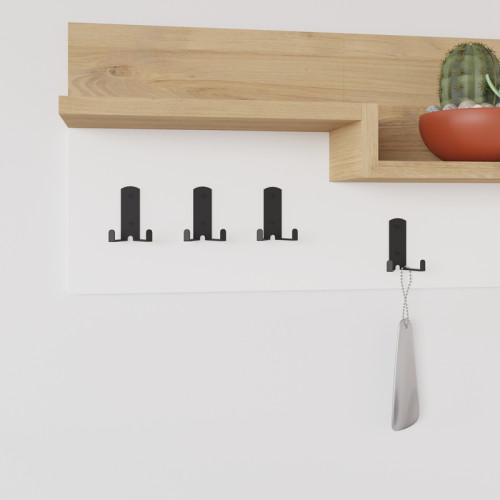 Wall hanger Harm pakoworld oak-white melamine 65x15x31cm Wall hanger Harm pakoworld oak-white melamine 65x15x31cm
