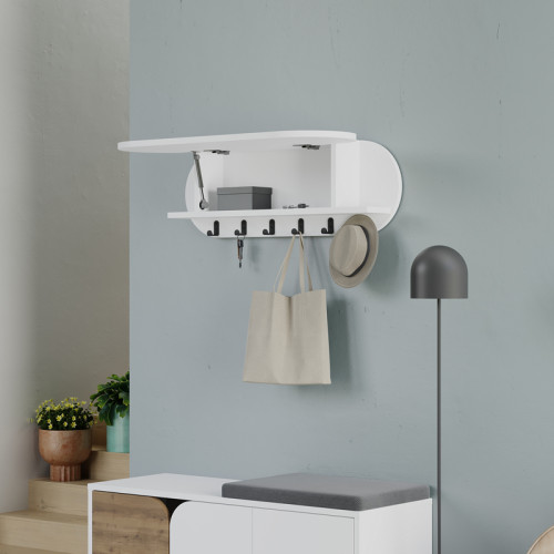 Wall hanger Kroma pakoworld white melamine 84x15x28.5cm Wall hanger Kroma pakoworld white melamine 84x15x28.5cm