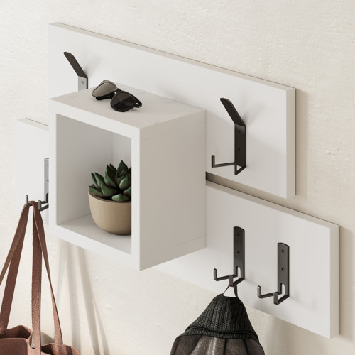 Wall hanger Lumina pakoworld white melamine-metal 68x15x32cm Wall hanger Lumina pakoworld white melamine-metal 68x15x32cm