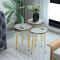 Side tables Wakmi pakoworld 3 pieces set white beige marble melamine-gold metal