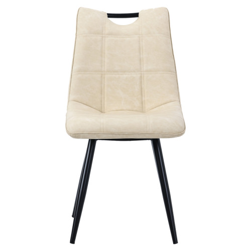 Chair Nely pakoworld pu light beige-black metal leg 45x61x85cm